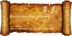 Balázsovics József névjegykártya